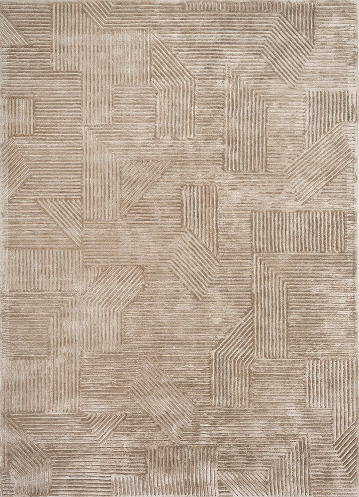 cera beige and brown wool and viscose hand tufted Rug - HeadShot