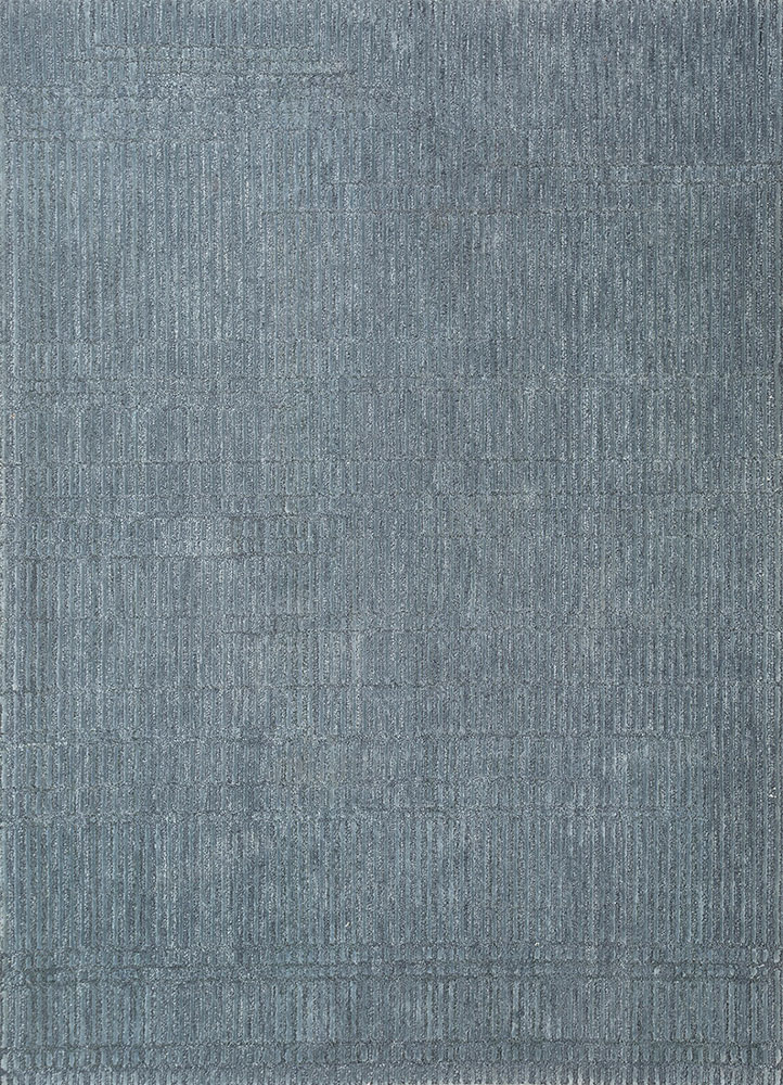modo blue wool and viscose hand tufted Rug - HeadShot