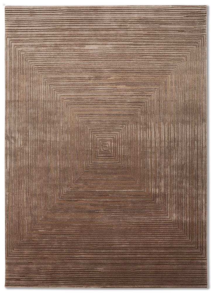infini beige and brown wool and viscose hand tufted Rug - HeadShot