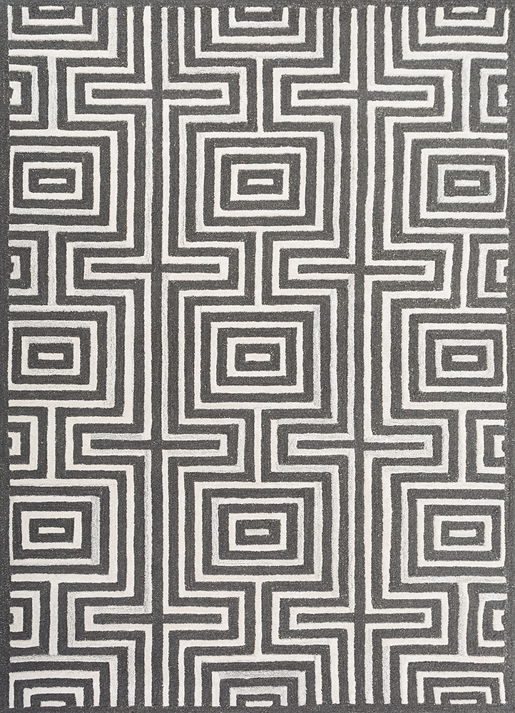 adrift grey and black wool hand tufted Rug - HeadShot