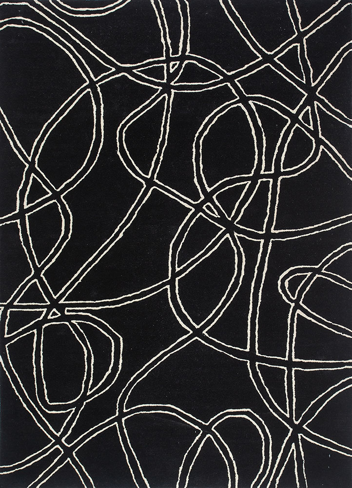 adrift grey and black wool and viscose hand tufted Rug - HeadShot