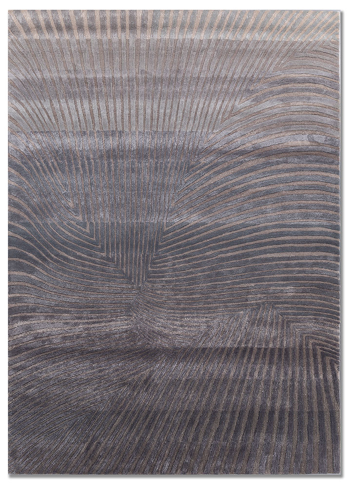 infini blue wool and viscose hand tufted Rug - HeadShot