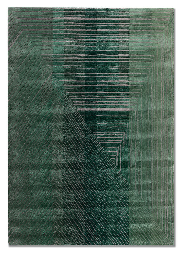white noise green wool and viscose hand tufted Rug - HeadShot