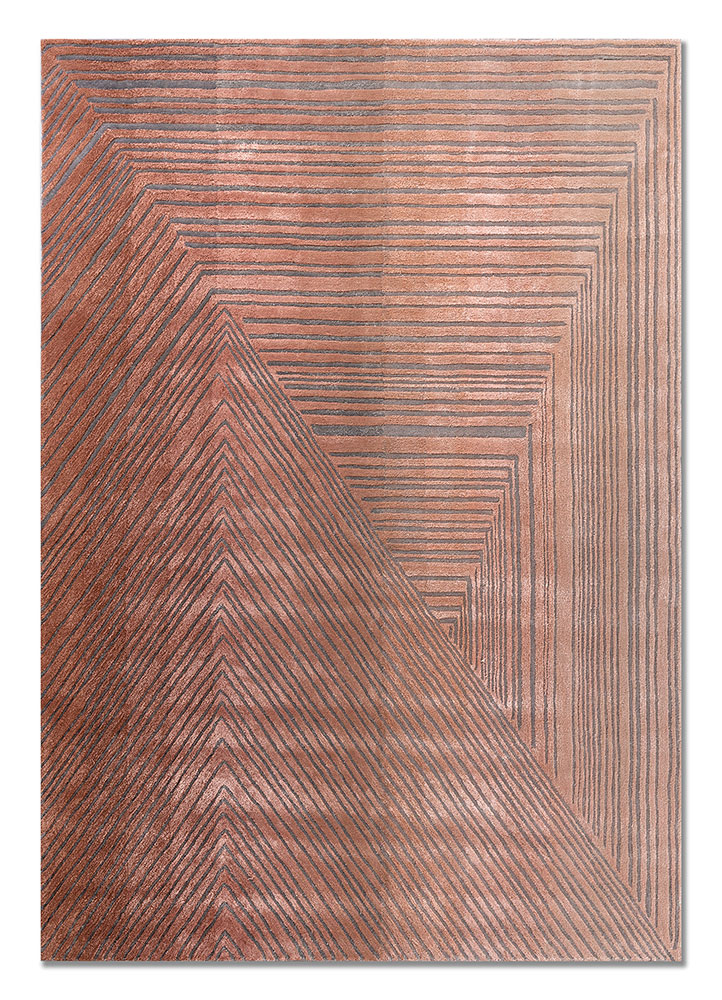 white noise red and orange wool and viscose hand tufted Rug - HeadShot