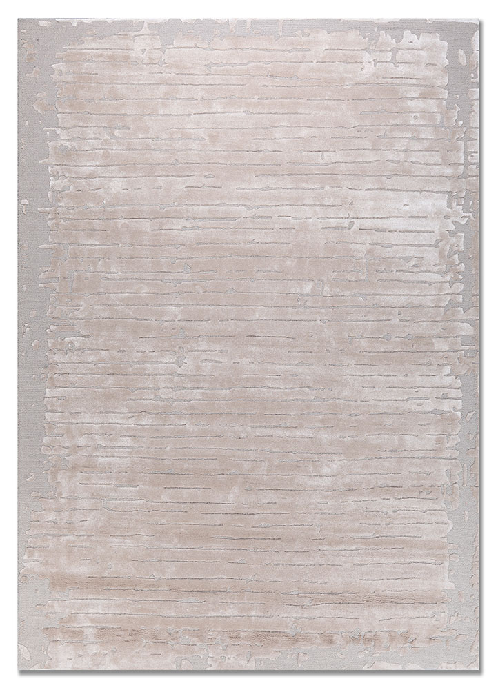 white noise ivory wool and viscose hand tufted Rug - HeadShot