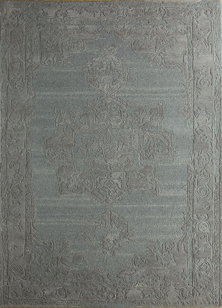 mythos grey and black wool and viscose hand tufted Rug - HeadShot