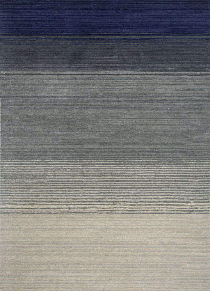 white noise blue wool hand tufted Rug - HeadShot
