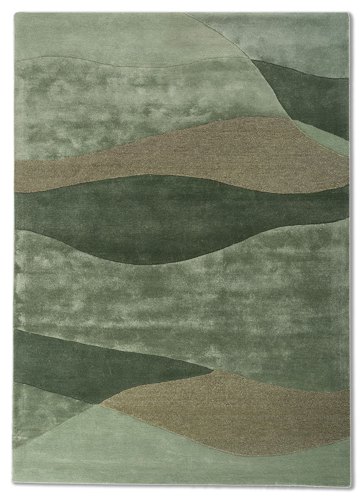 cera green wool and viscose hand tufted Rug - HeadShot