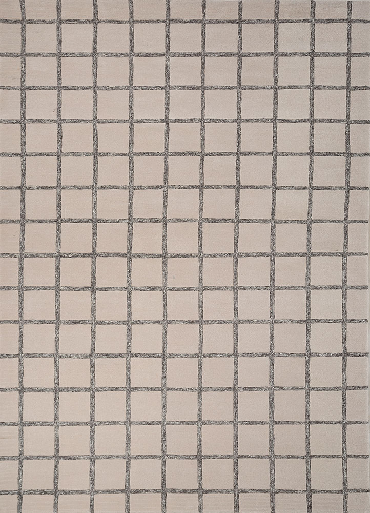 linear ivory wool hand tufted Rug - HeadShot