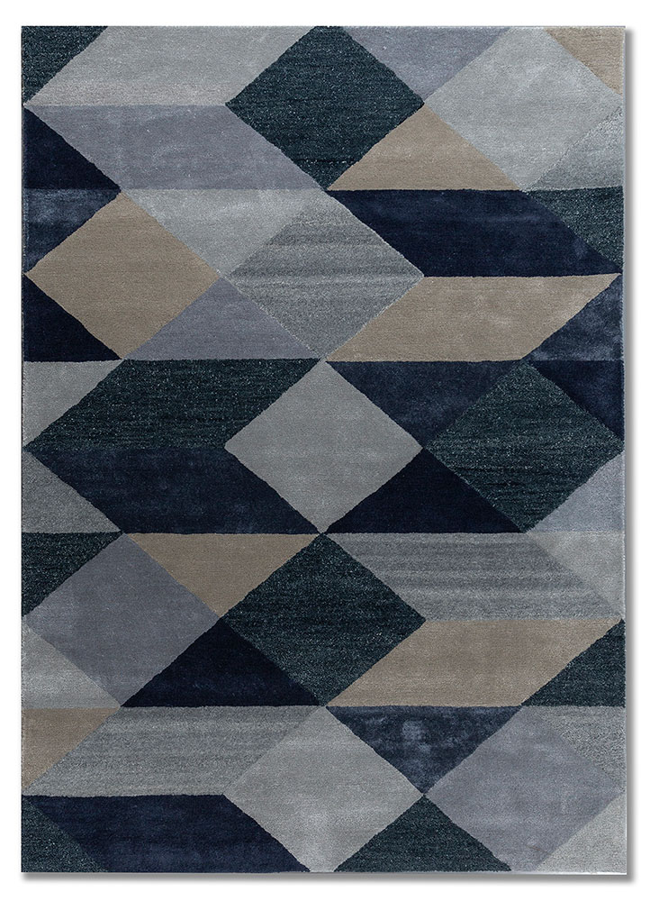 caliedo blue wool hand tufted Rug - HeadShot