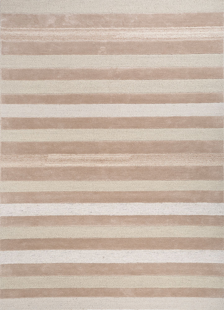 linear ivory wool and viscose hand tufted Rug - HeadShot