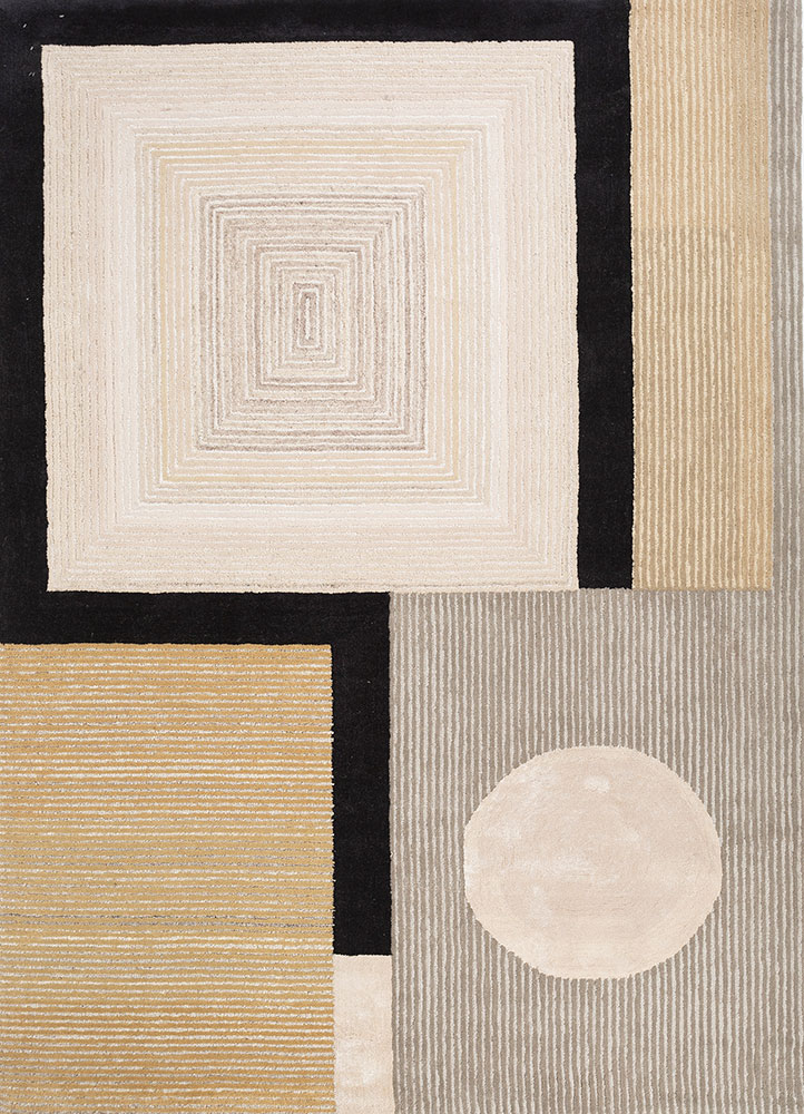 caliedo beige and brown wool and viscose hand tufted Rug - HeadShot