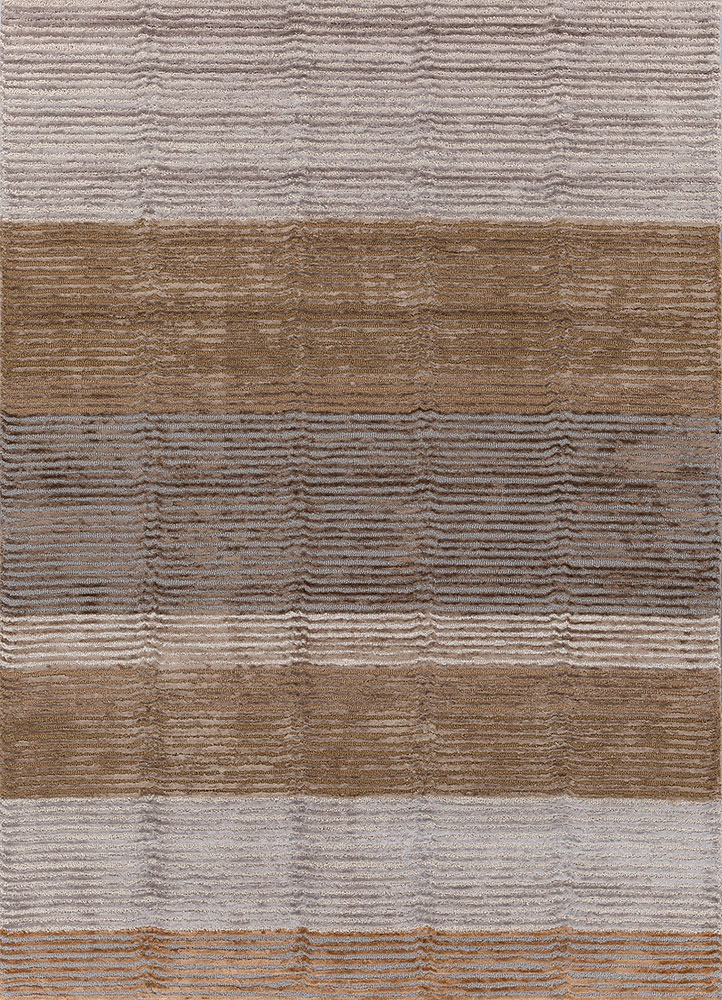 pathways grey and black wool and viscose hand tufted Rug - HeadShot
