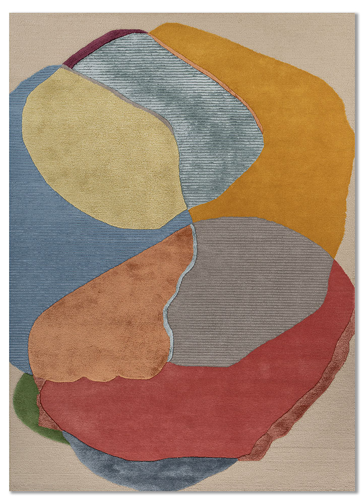 joy blue wool and viscose hand tufted Rug - HeadShot