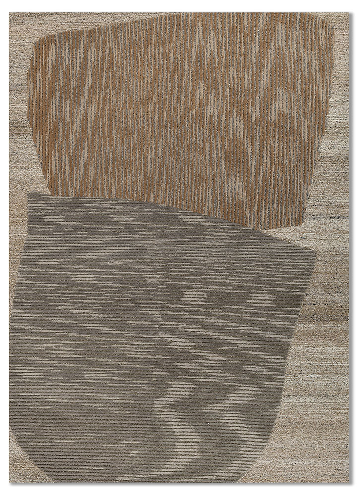 pathways grey and black wool and viscose hand tufted Rug - HeadShot