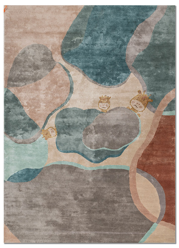 confetti grey and black viscose hand tufted Rug - HeadShot