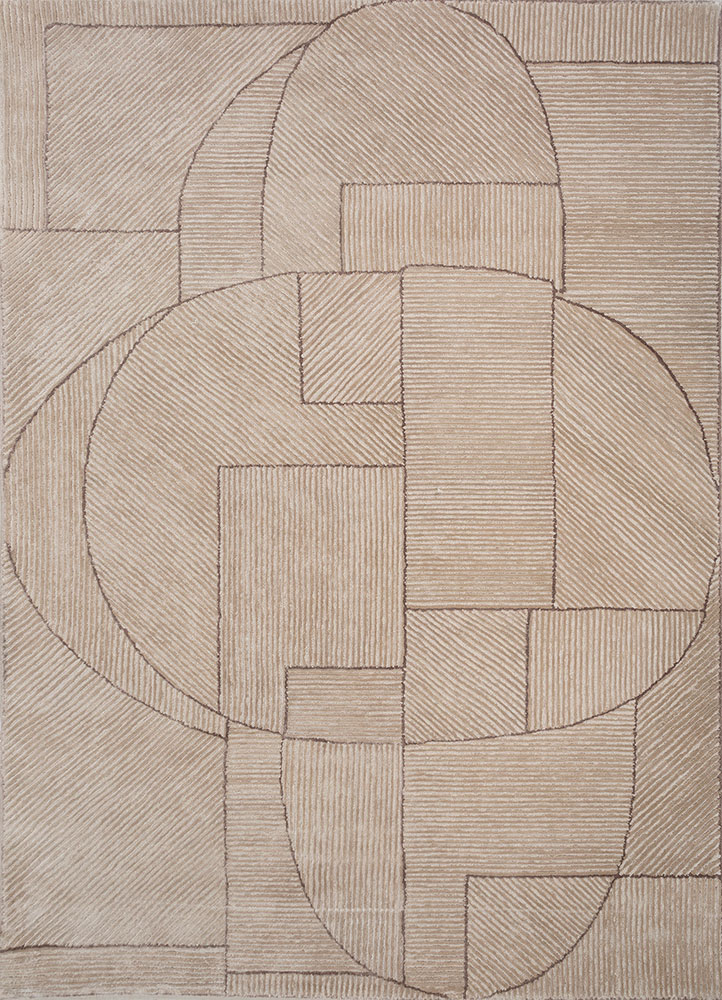 contour ivory wool and viscose hand tufted Rug - HeadShot