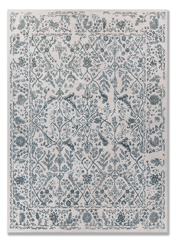 mythos ivory wool and viscose hand tufted Rug - HeadShot