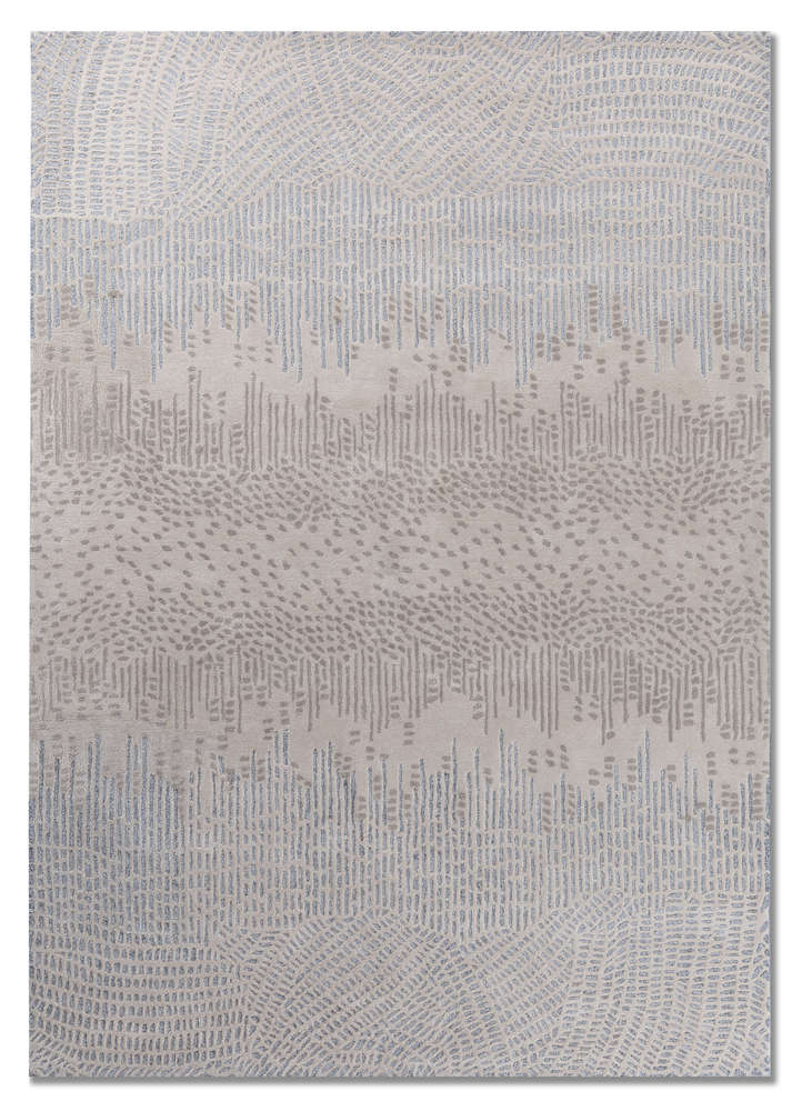 white noise ivory wool and viscose hand tufted Rug - HeadShot