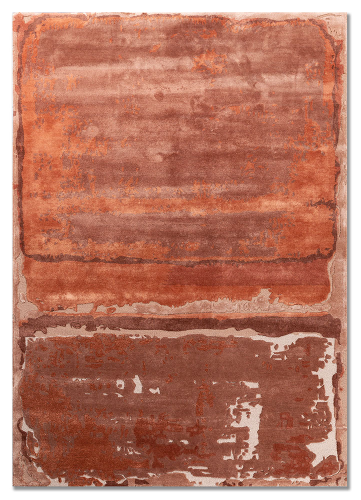 white noise red and orange wool and viscose hand tufted Rug - HeadShot