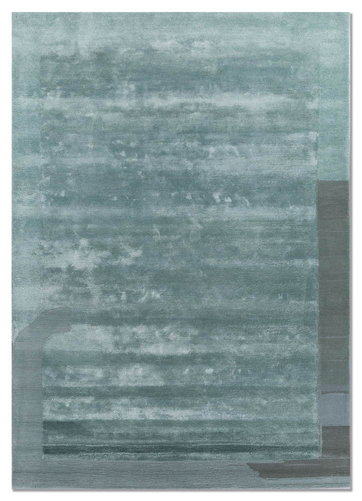 cera blue wool and viscose hand tufted Rug - HeadShot