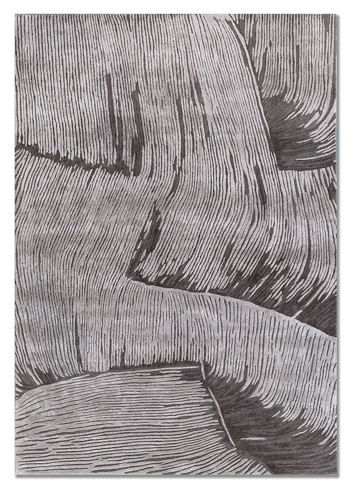 infini grey and black wool and viscose hand tufted Rug - HeadShot