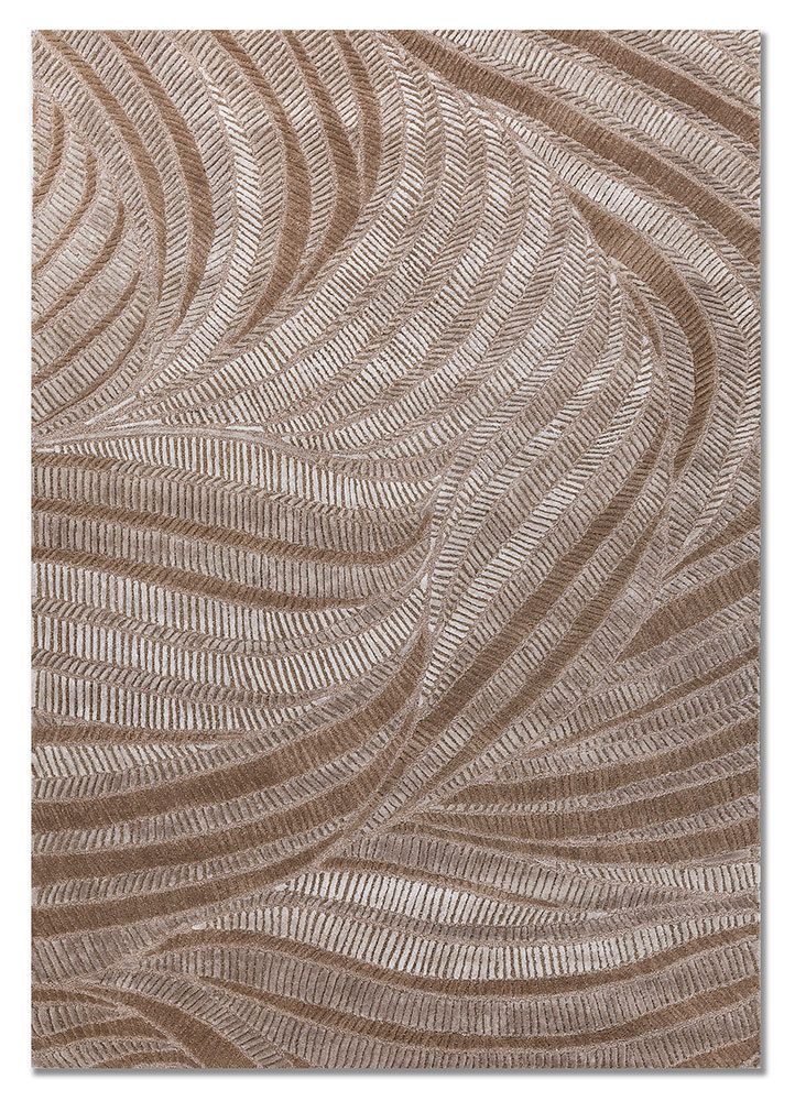 infini beige and brown wool and viscose hand tufted Rug - HeadShot