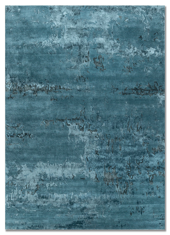 genesis blue wool and viscose hand tufted Rug - HeadShot