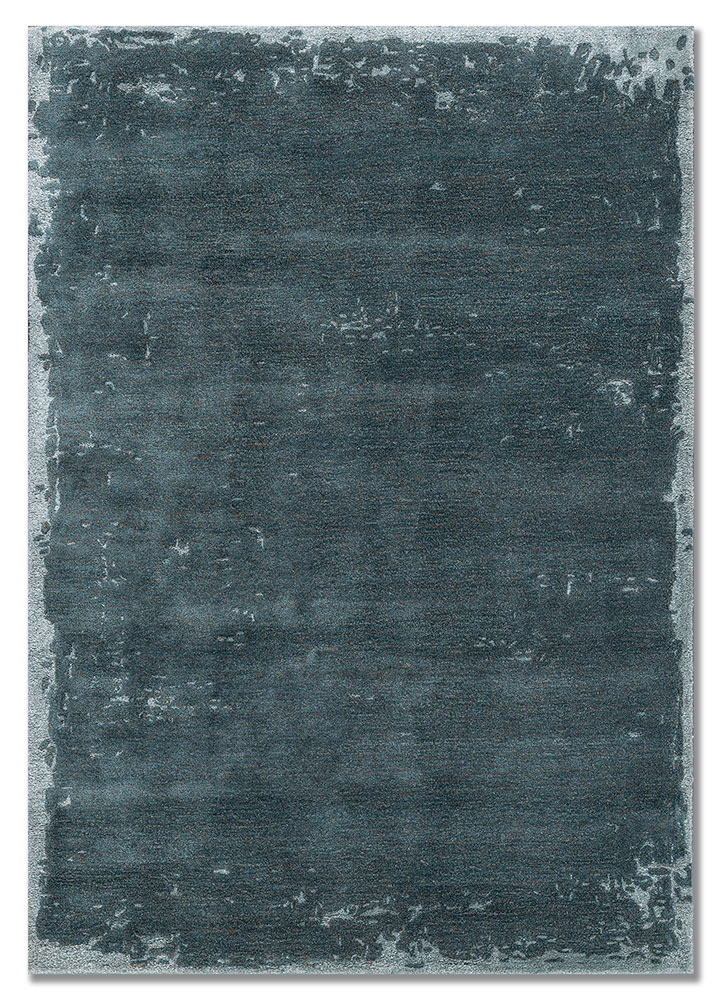 white noise blue wool and viscose hand tufted Rug - HeadShot