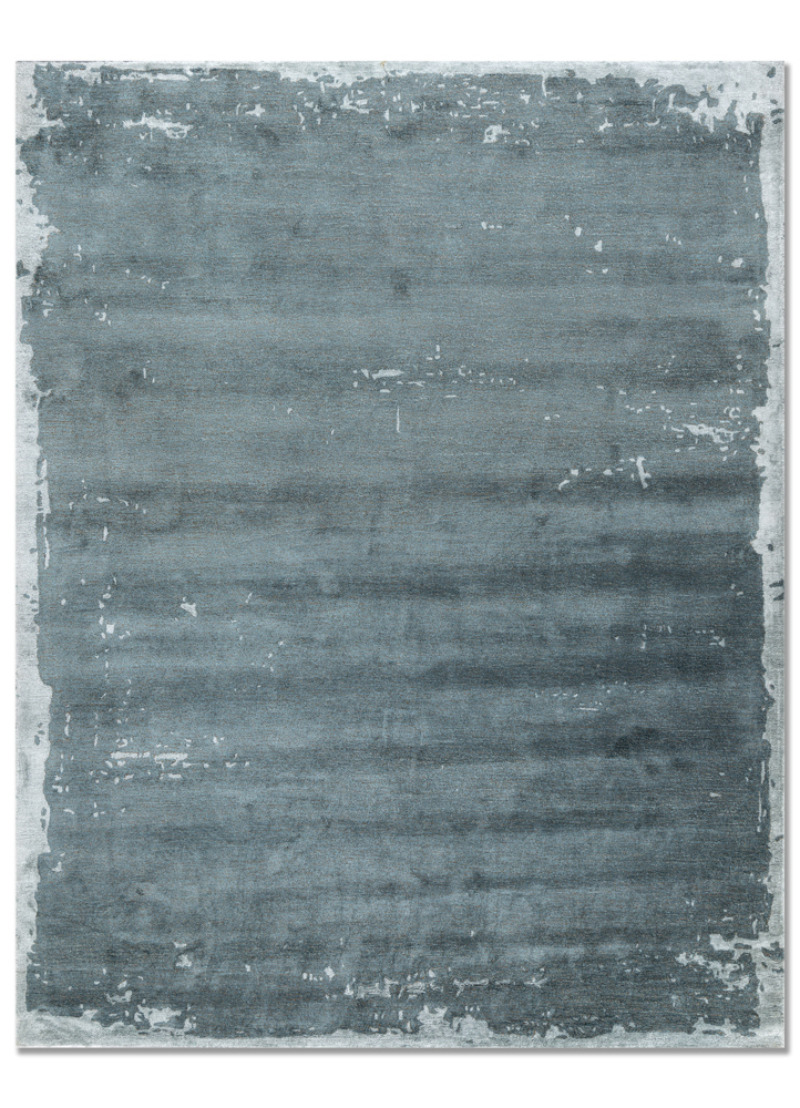 white noise blue wool and viscose hand tufted Rug - HeadShot