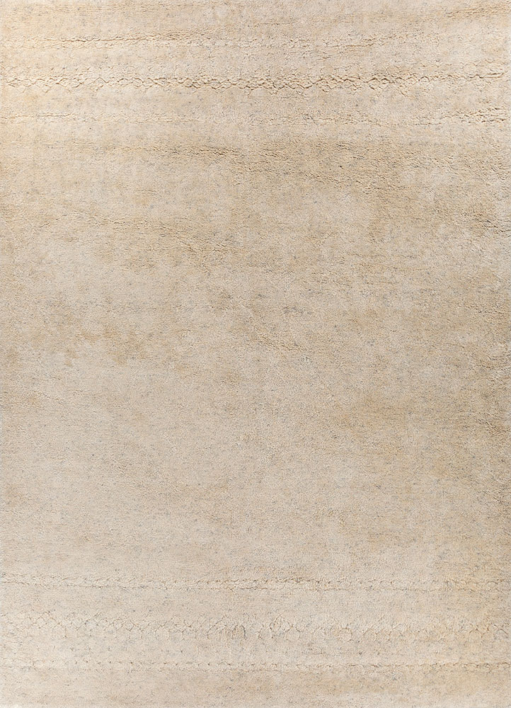 entropy ivory wool and silk hand knotted Rug - HeadShot