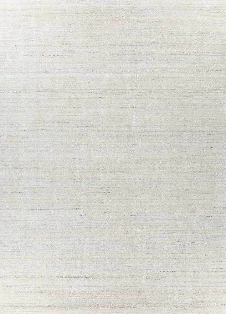 saga ivory wool and silk hand loom Rug - HeadShot