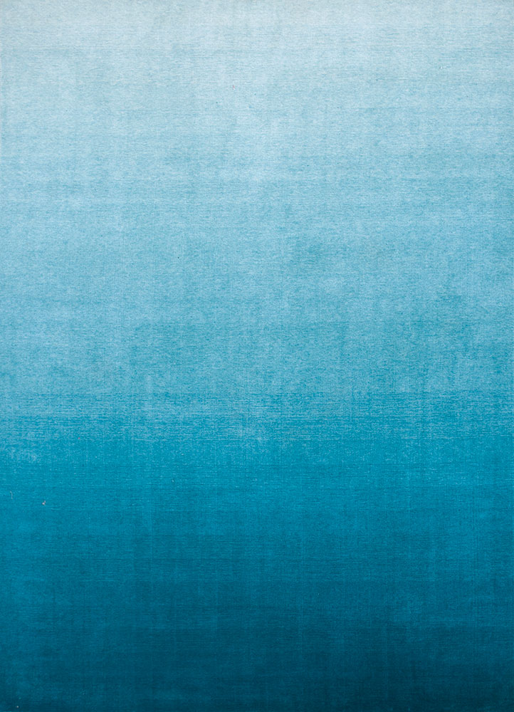 jean blue wool hand loom Rug - HeadShot