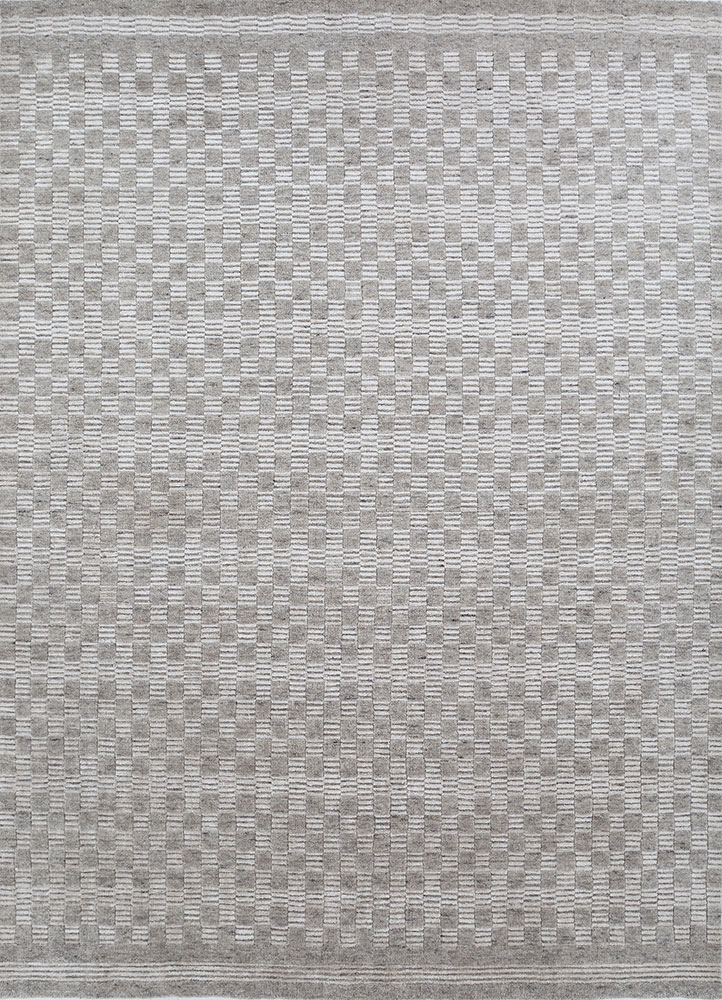 basis beige and brown wool hand loom Rug - HeadShot