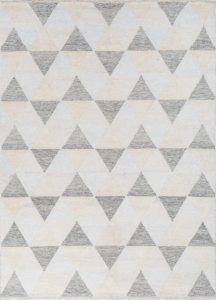 indusbar ivory wool and bamboo silk flat weaves Rug - HeadShot