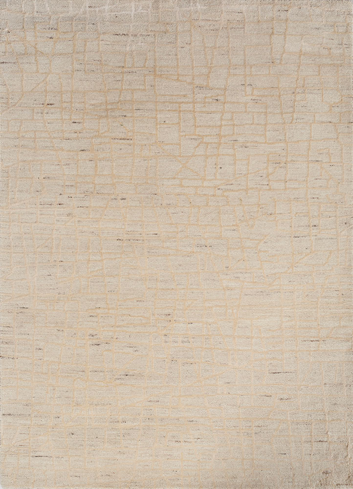 manifest ivory wool and silk hand knotted Rug - HeadShot
