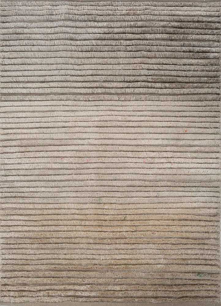 azalea ivory wool and silk hand knotted Rug - HeadShot