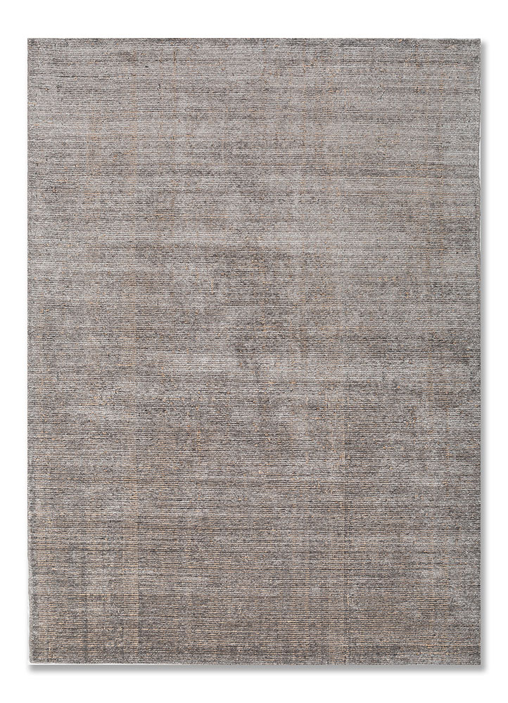 saga grey and black bamboo silk hand loom Rug - HeadShot