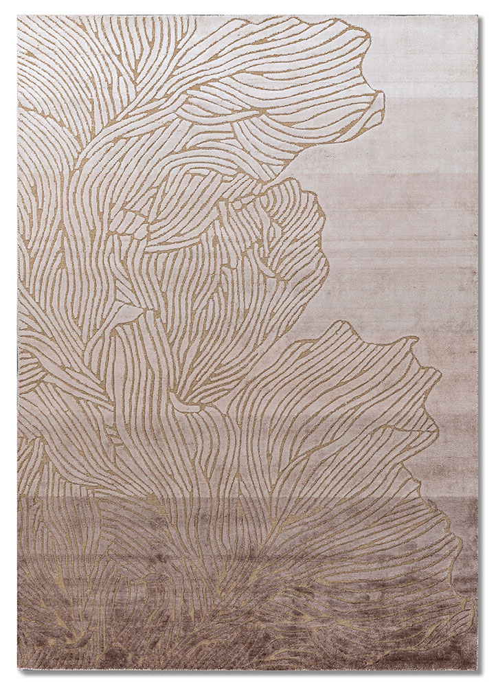 azalea gold bamboo silk and zari hand loom Rug - HeadShot