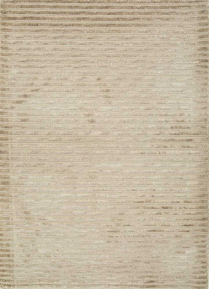 far east ivory wool and silk flat weaves Rug - HeadShot
