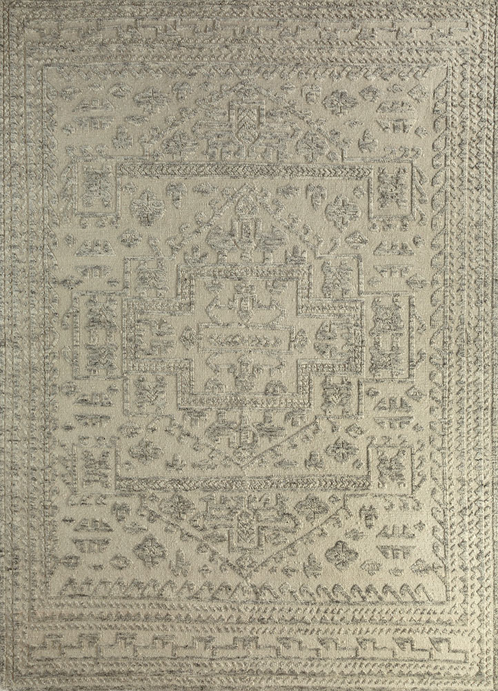 manifest beige and brown wool hand knotted Rug - HeadShot