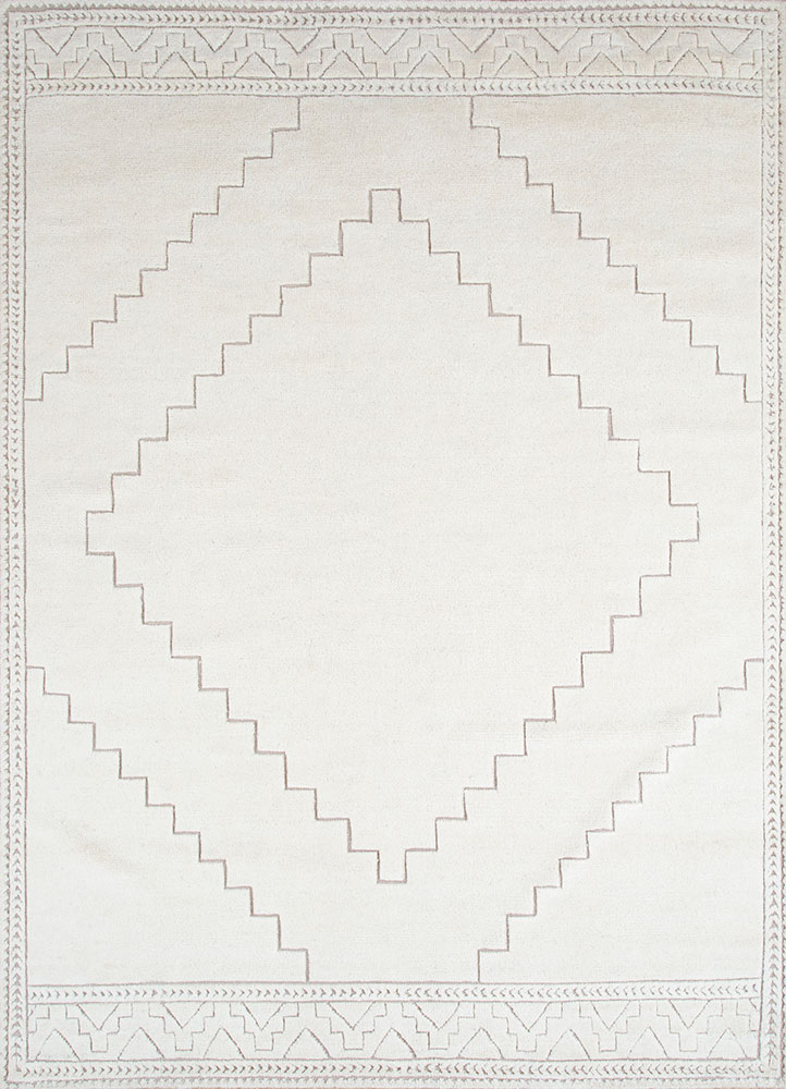 zuri ivory wool hand knotted Rug - HeadShot