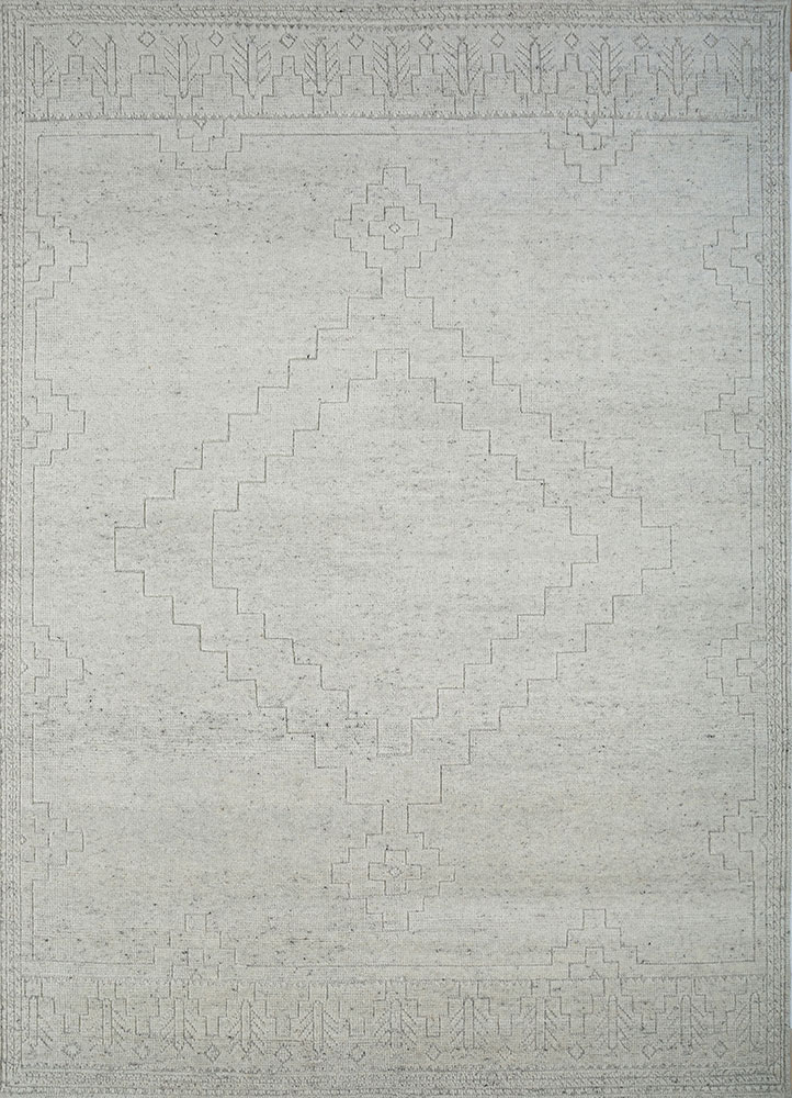 thyme ivory wool hand knotted Rug - HeadShot