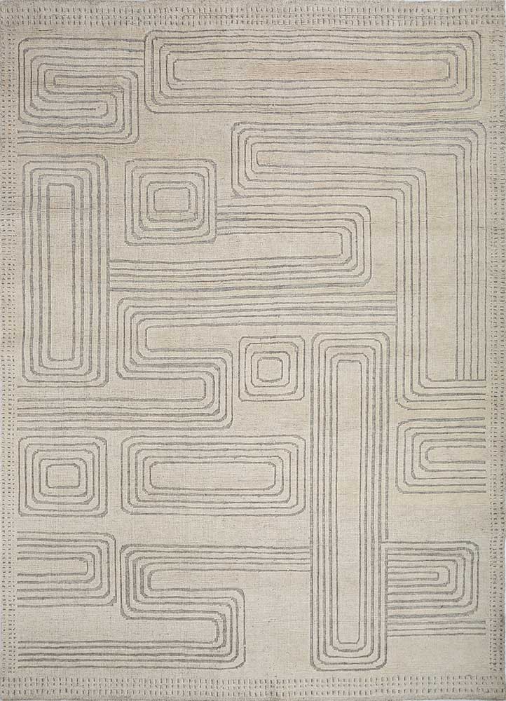 zuri ivory wool hand knotted Rug - HeadShot
