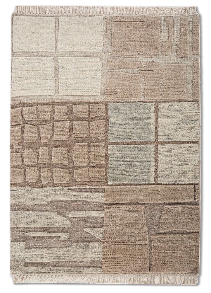 aprezo ivory wool hand knotted Rug - HeadShot
