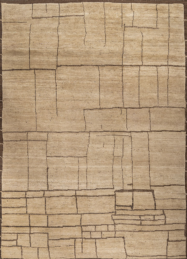 manifest gold afghan wool hand knotted Rug - HeadShot