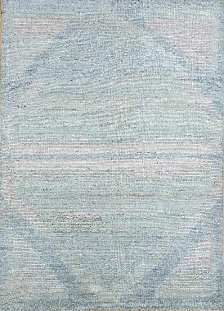 manifest blue afghan wool hand knotted Rug - HeadShot