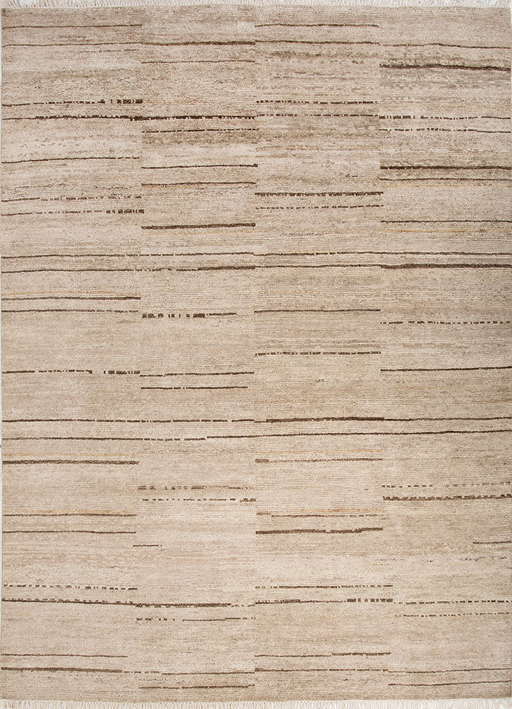 manifest beige and brown afghan wool hand knotted Rug - HeadShot