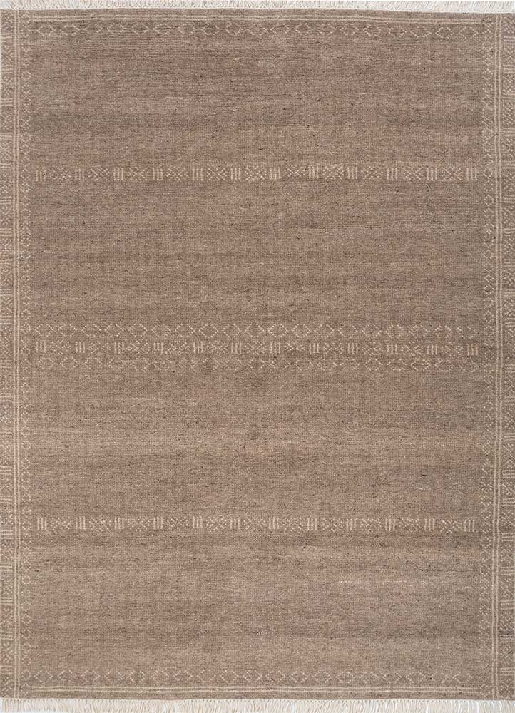 thyme beige and brown afghan wool hand knotted Rug - HeadShot