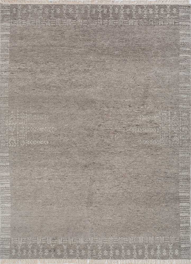 thyme grey and black afghan wool hand knotted Rug - HeadShot